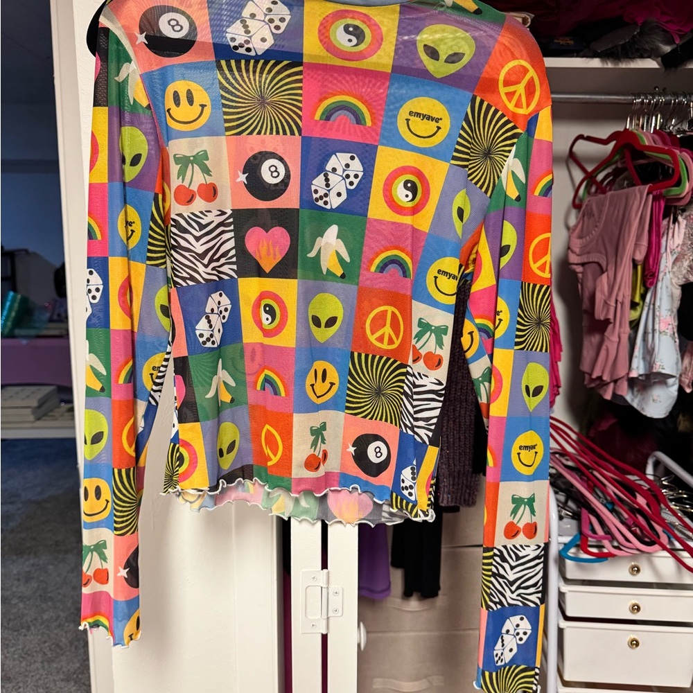 Multi-Color Graphic Patchwork Long-Sleeve Women's shirt